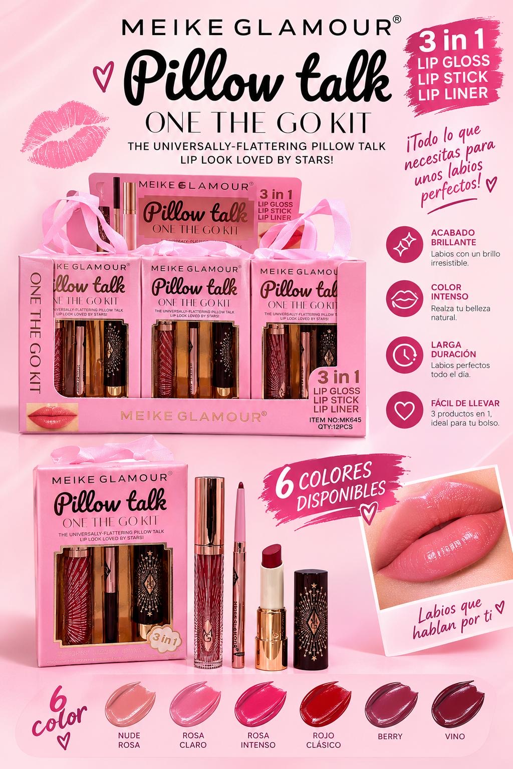 MEIKE GLAMOUR Pillow Talk 3 in 1 / 12 Set Display