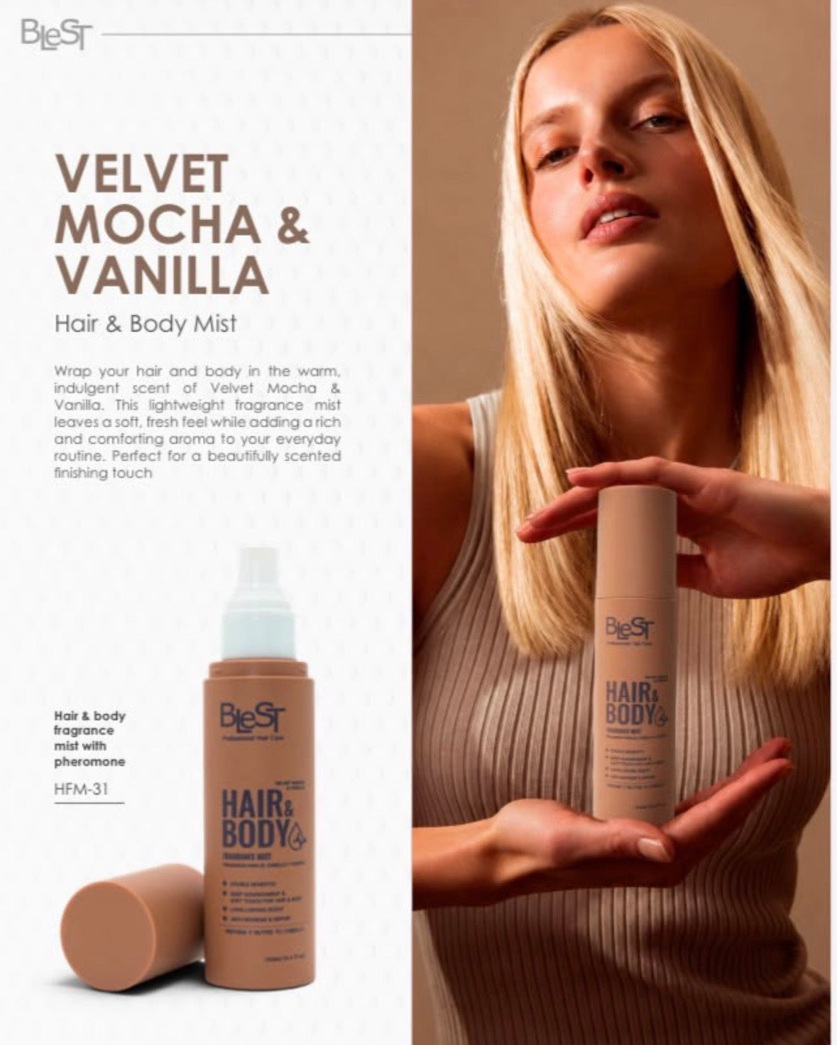 BLEST Velvet - Mocha - Vanilla  Hair & Body Mist / 12pcs Display