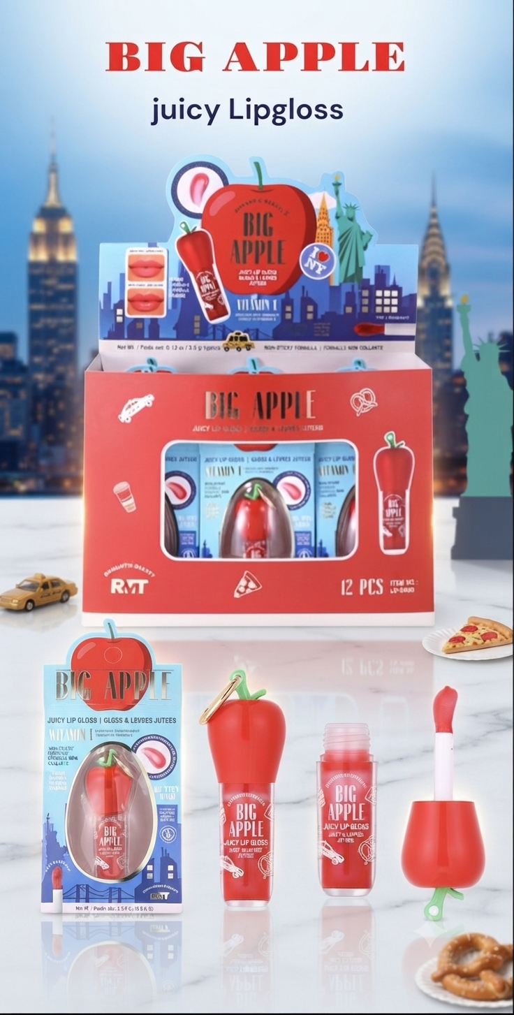 ROMANTIC BEAUTY Big Apple Juicy Keychain Lipgloss / 12pcs Display