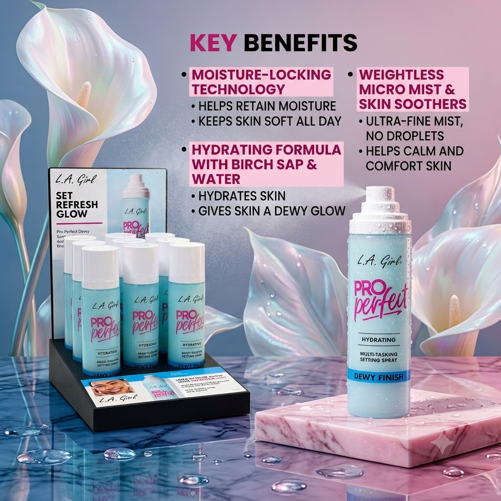 LA GIRL Pro Perfect Hydrating Dewy Finish Setting Spray / 12pcs Display