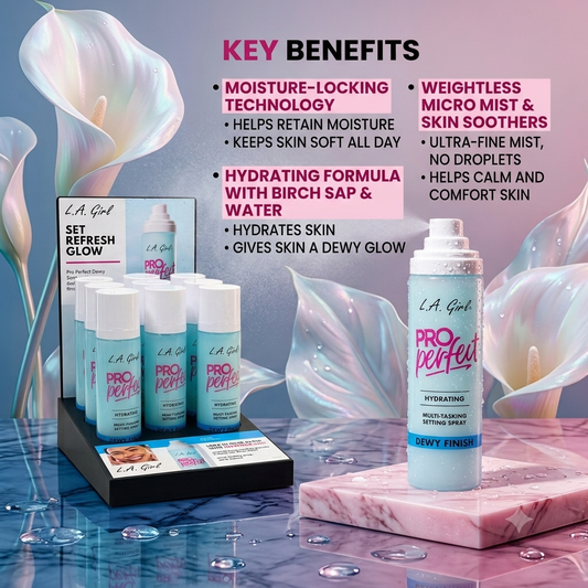 LA GIRL Pro Perfect Hydrating Dewy Finish Setting Spray / 12pcs Display