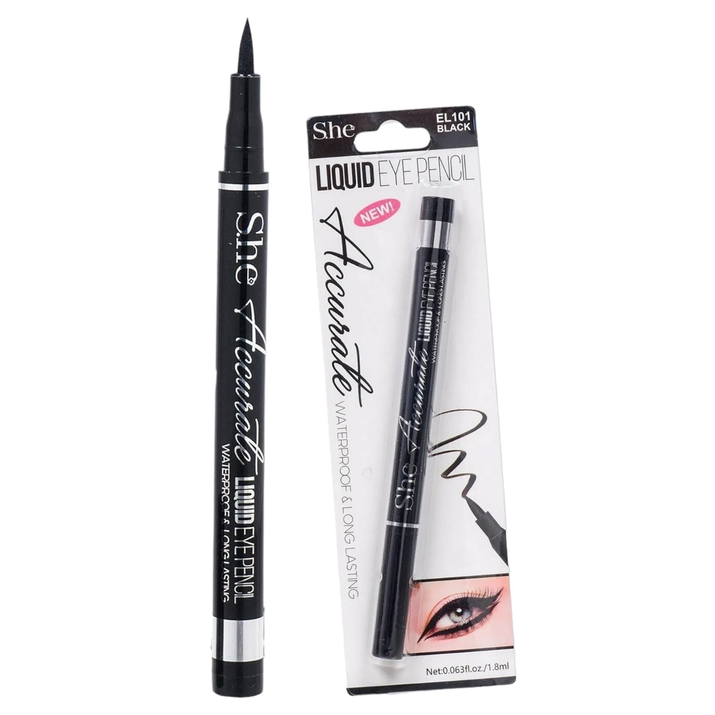 She - Accurate Liquid Eye Pencil - Long-lasting #EL101 / 24pcs Display