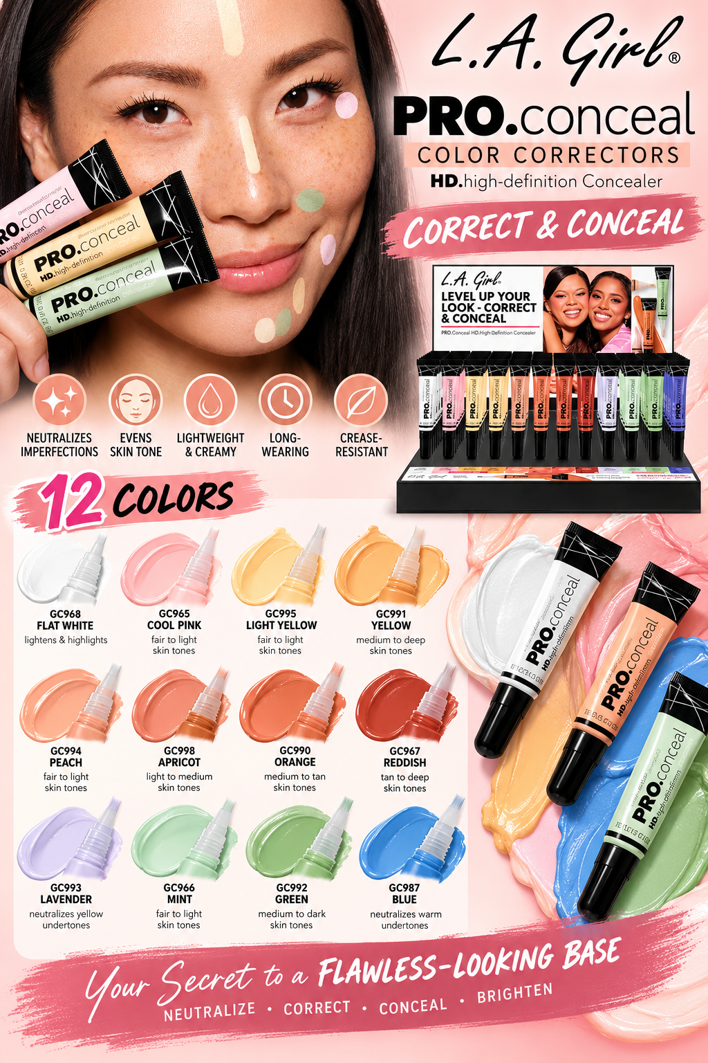 LA GIRL Pro Concealer 1 Display w/ 72pcs
