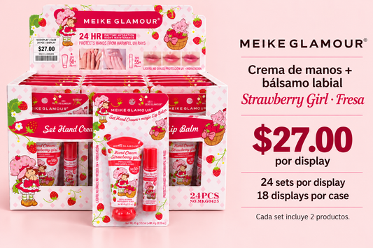 MEIKE GLAMOUR 24hr Hand Cream + Lip Balm / 12 Set Display