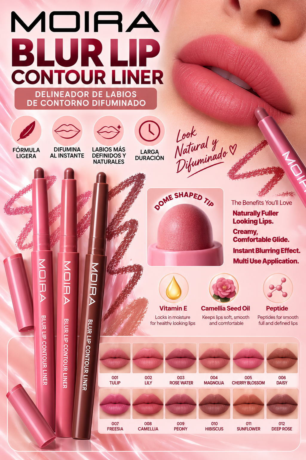 MOIRA Blur Lip Contour / 3pcs pack