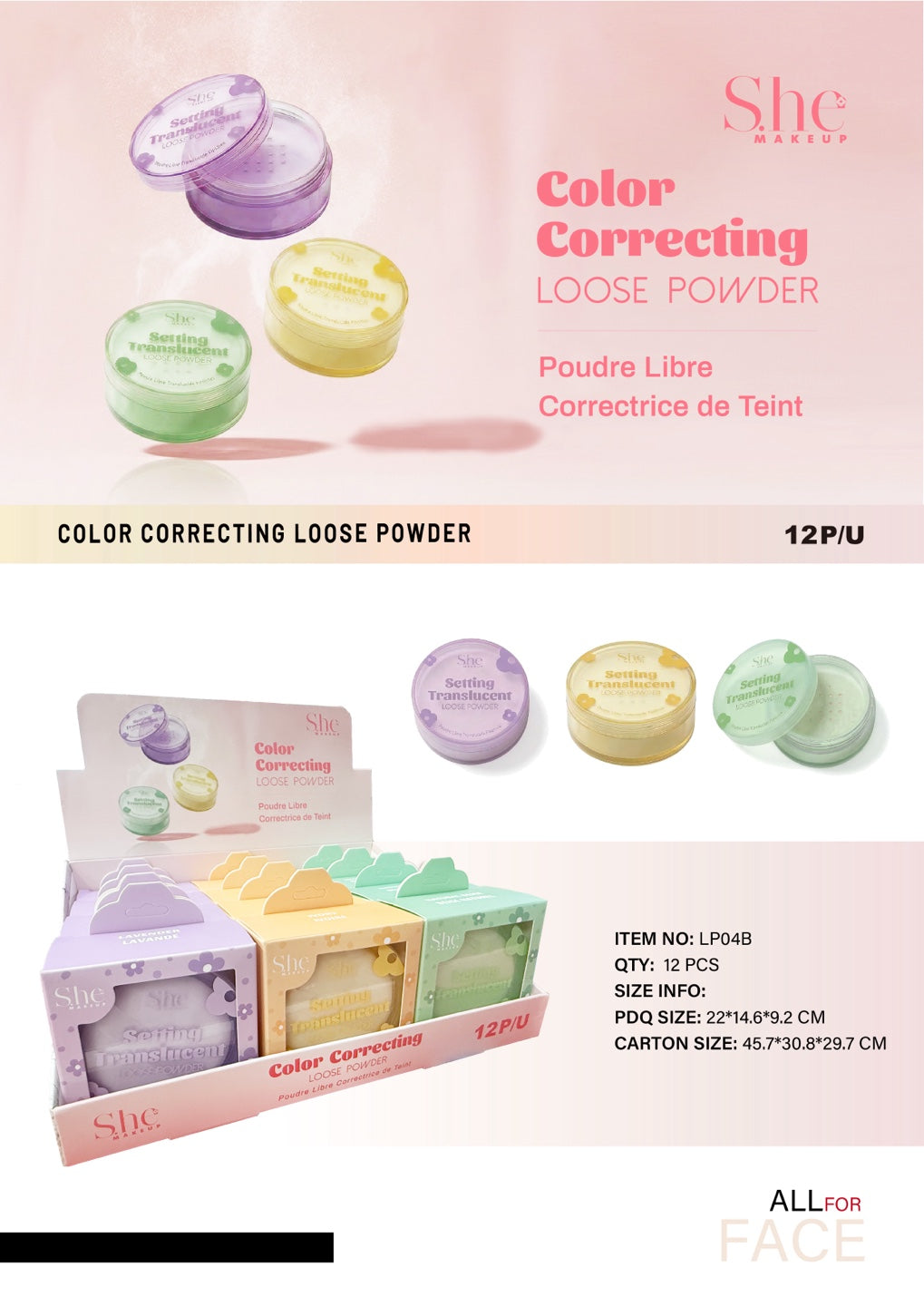 S.HE MAKEUP Color Correcting Loose Powder / 12pcs Display