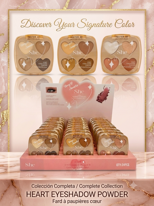 S.HE MAKEUP Berry B Smoothie Heart Eyeshadow / 24pcs Display + Tester Free
