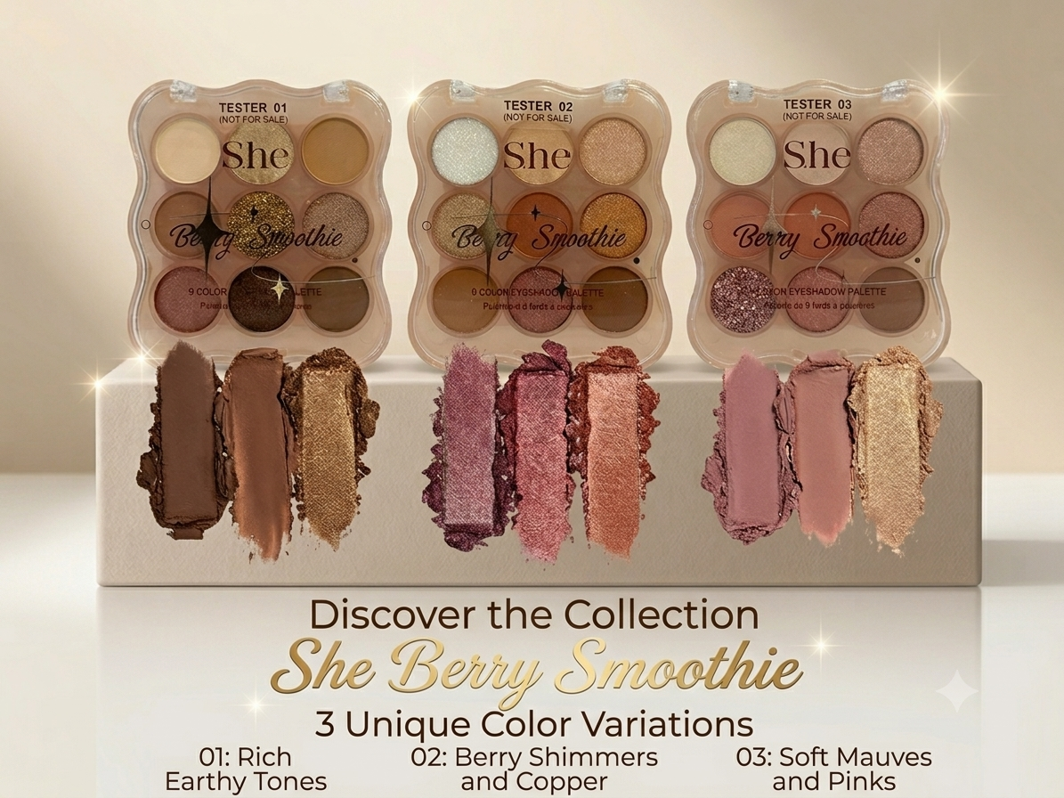 S.HE MAKEUP Berry Smoothie  Eyeshadow / 24pcs Display + Tester Free