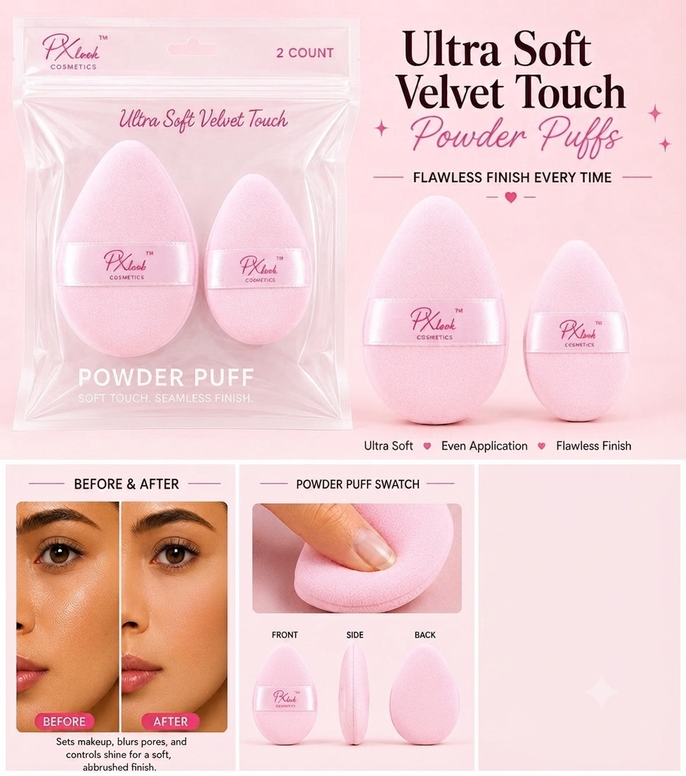 PX LOOK Ultra Soft Velvet Touch Powder Puff / 12set pack