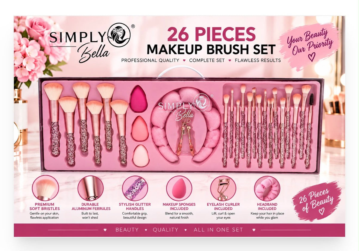 SIMPLY BELLA Makeup Tools 26pcd Essential Collection / Pink