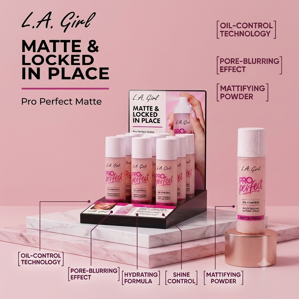 LA GIRL Pro Perfect Oil Control Matte Finish Setting Spray / 12pcs Display