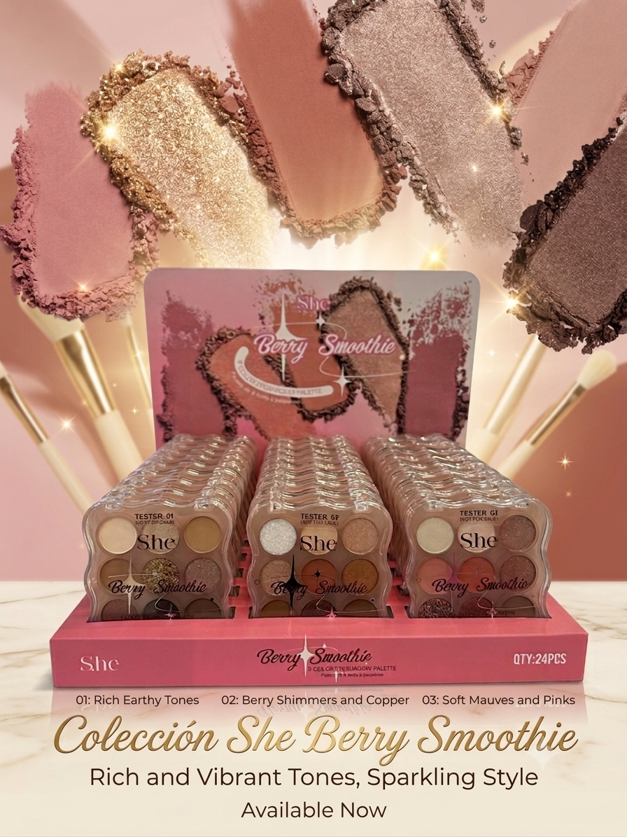 S.HE MAKEUP Berry Smoothie  Eyeshadow / 24pcs Display + Tester Free