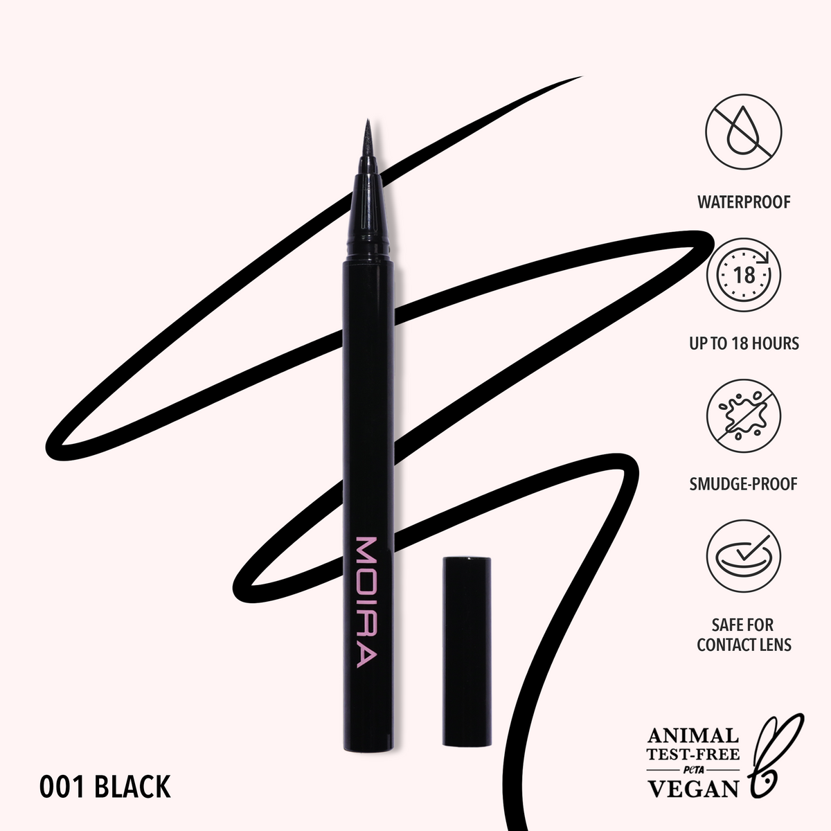 MOIRA 24hr Ultimate Black liner Collection / 36pcs Display + Tester