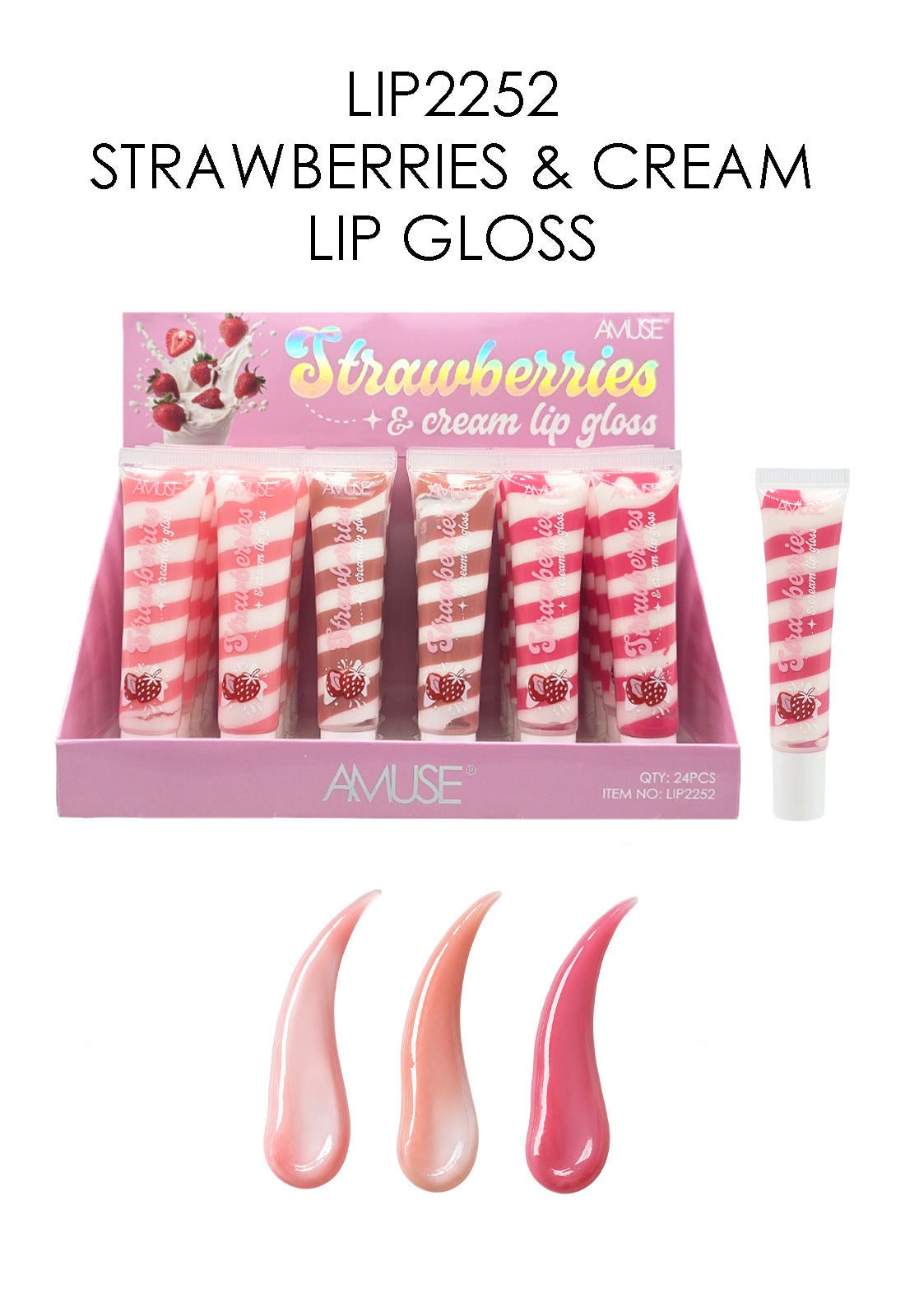 AMUSE Strawberry Cream Lipgloss /  24pcs Display