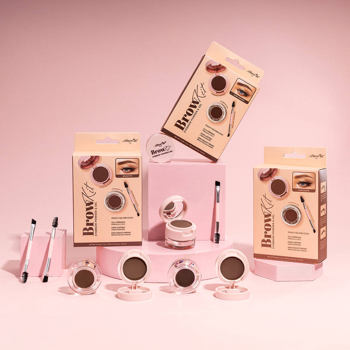 AMORUS - Brow kit / Eyebrow Powder & Gel #CO-BROWKD / 24pcs Display