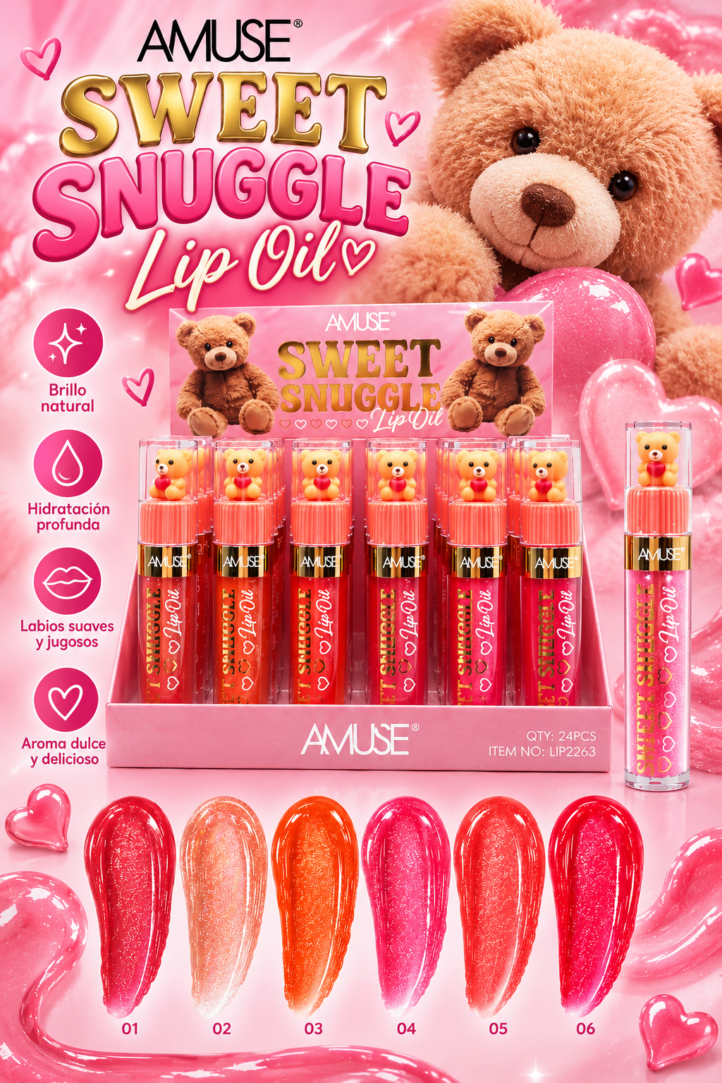AMUSE Sweet Snuggle Lip Oil / 24pcs Display