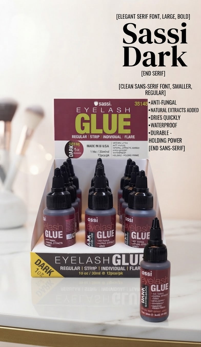 SASSI Eyelashe Glue Dark 1 oz / 12pc Display