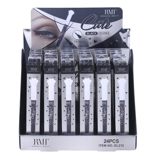 Romantic Beauty - Cute Black Eyeliner Felt tip #EL212 / 24pcs Display