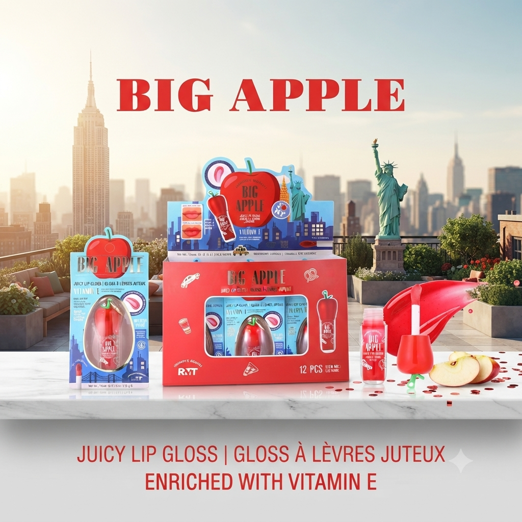 ROMANTIC BEAUTY Big Apple Juicy Keychain Lipgloss / 12pcs Display
