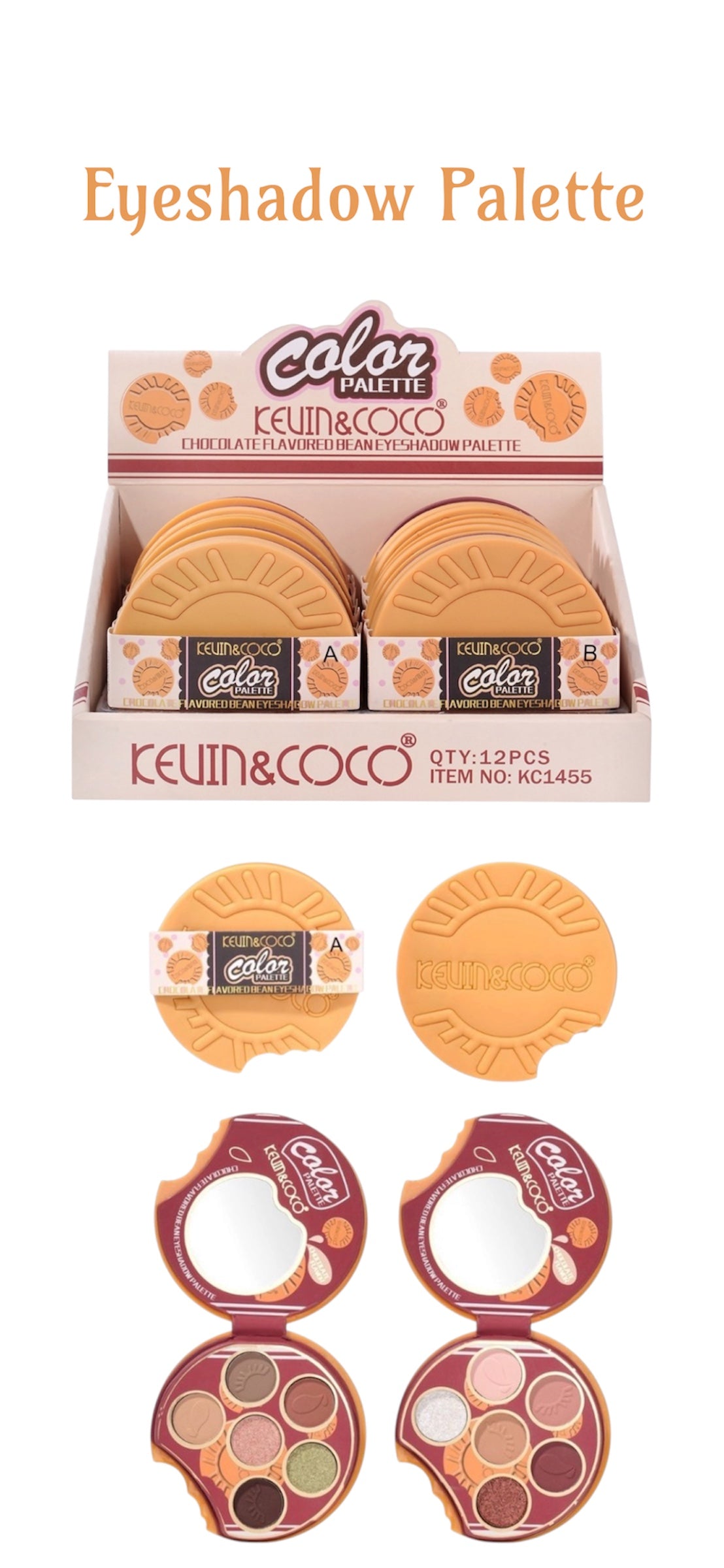 KEVIN&COCO Chocolate Flavored Bean Shadow Palette / 12pc Display