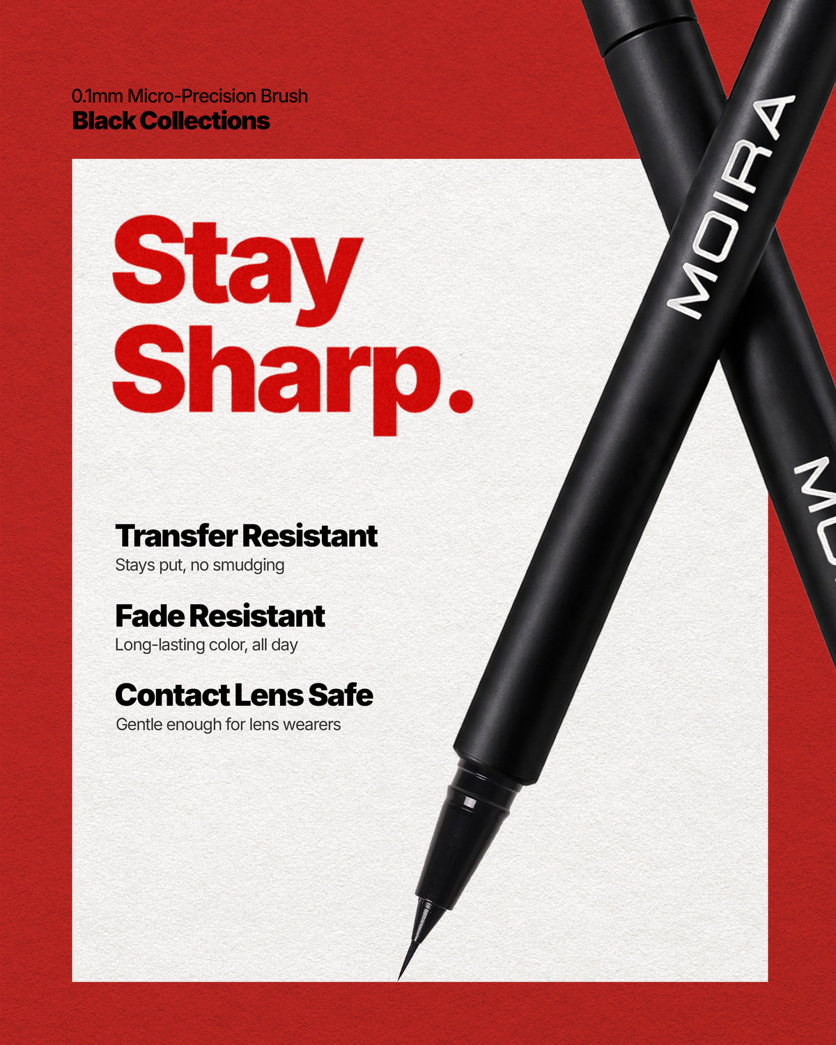 MOIRA 24hr Nano Ink Liner (001 Black) / 3pcs pack