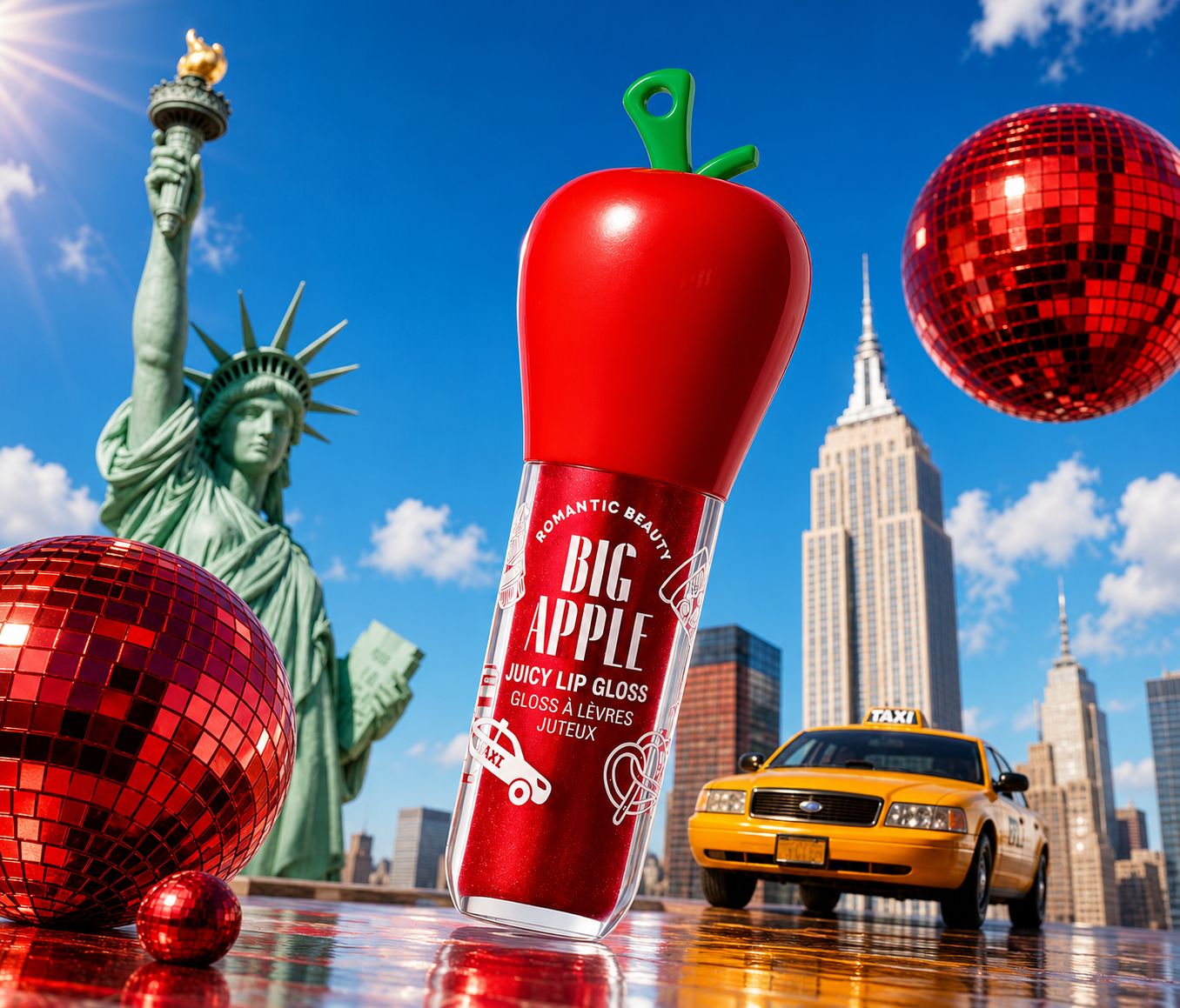 ROMANTIC BEAUTY Big Apple Juicy Keychain Lipgloss / 12pcs Display
