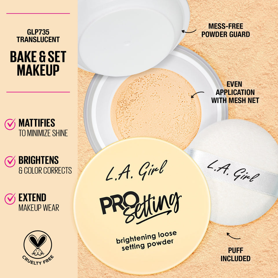 LA GIRL GCD532 PRO Setting Brightening Loose Setting Powder  w/ Display | 72pcs Dispay