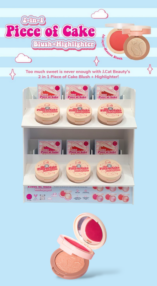J.CAT BEAUTY 2 in 1 Piece Of Cake Blush + Highlighter 72pcs Dispay + Tester