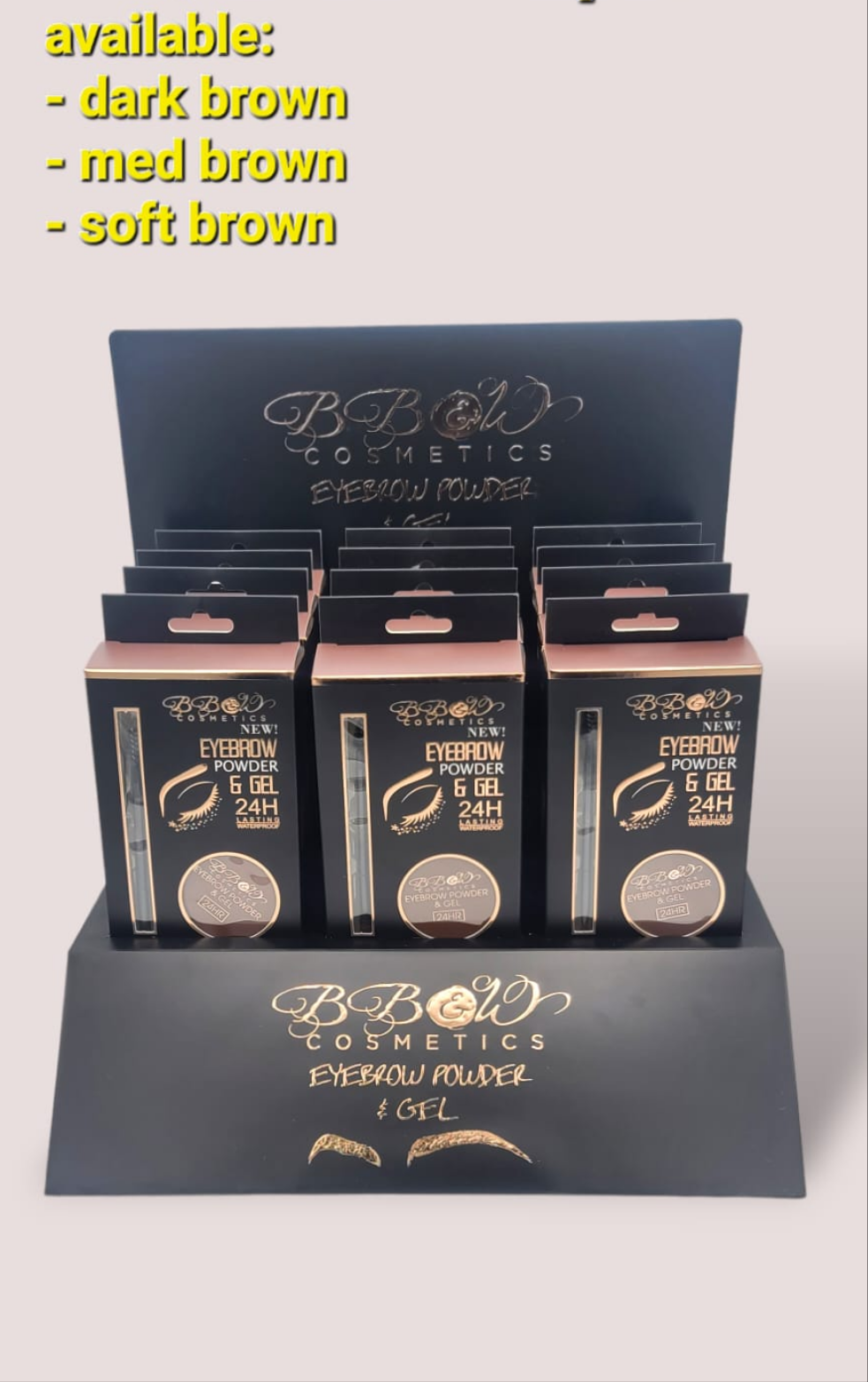 BB&W - EYEBROW POWDER & GEL - 12PCS DISPLAY - MEDIUM BROWN