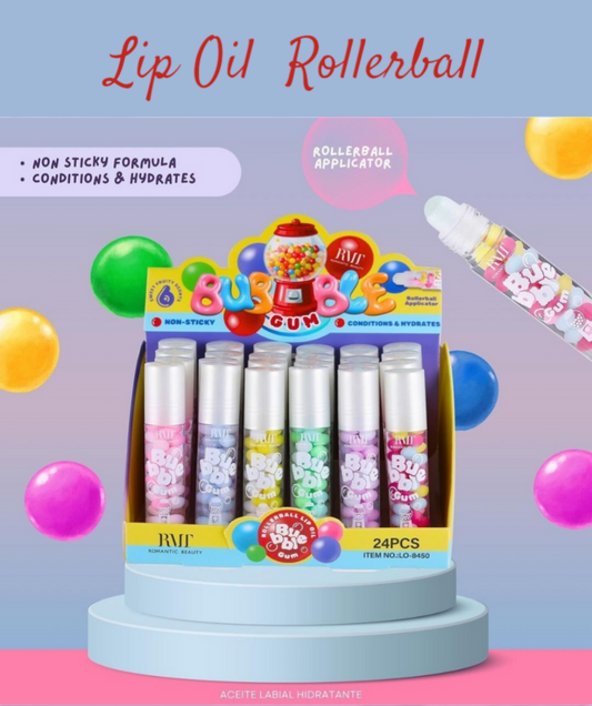 Romantic Beauty  - Buebblen Gum Rollerball Lip Oil #LO-8450 / 24pcs Display