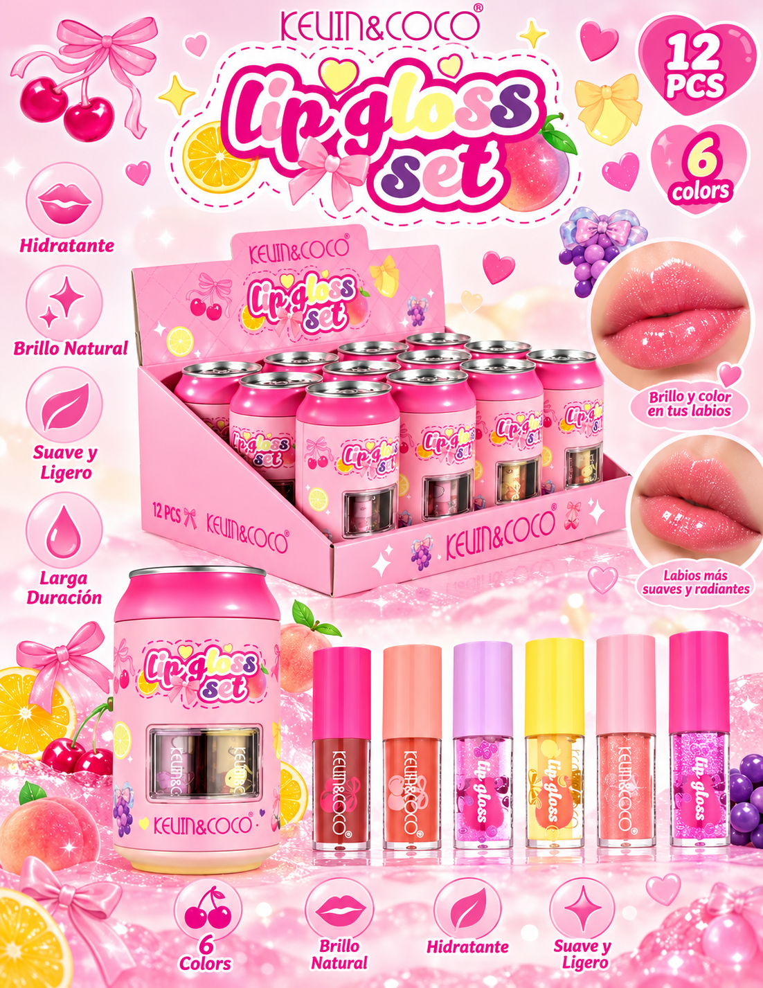KEVIN&COCO LipGloss Set / 12 set Display