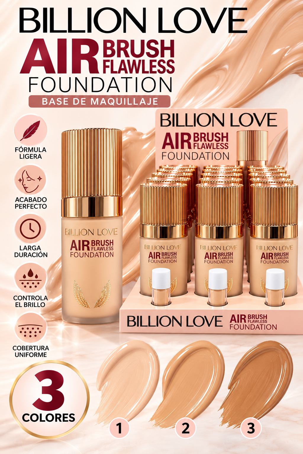 BILLION LOVE Air Brush Flawless Foundation / 12pcs Display