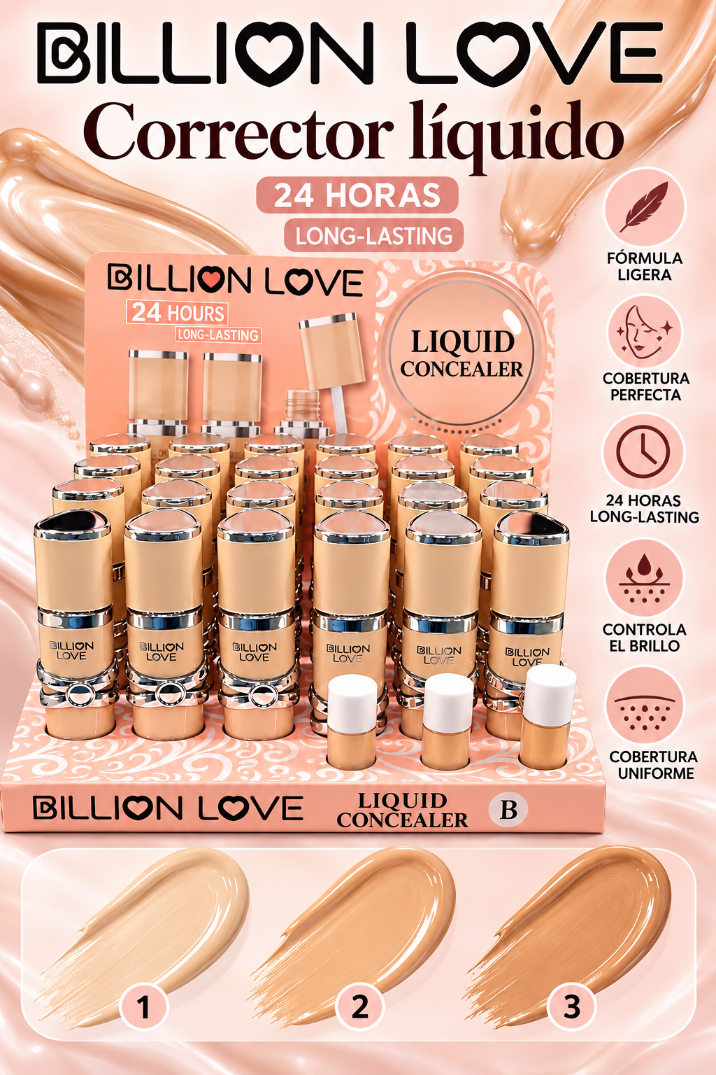 BILLION LOVE 24hrs Liquid Concealer  / 24 Display
