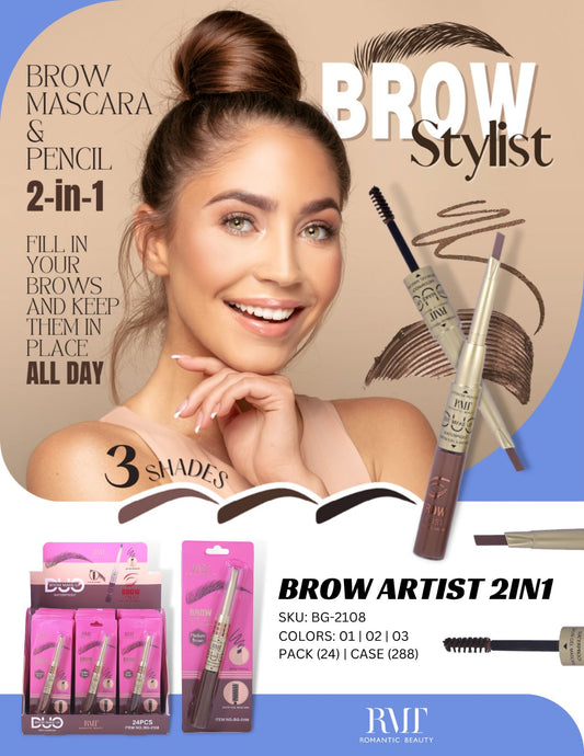 Romantic Beauty - Duo Brow Makeup Brow Styling #BG-2108 / 24pcs Display