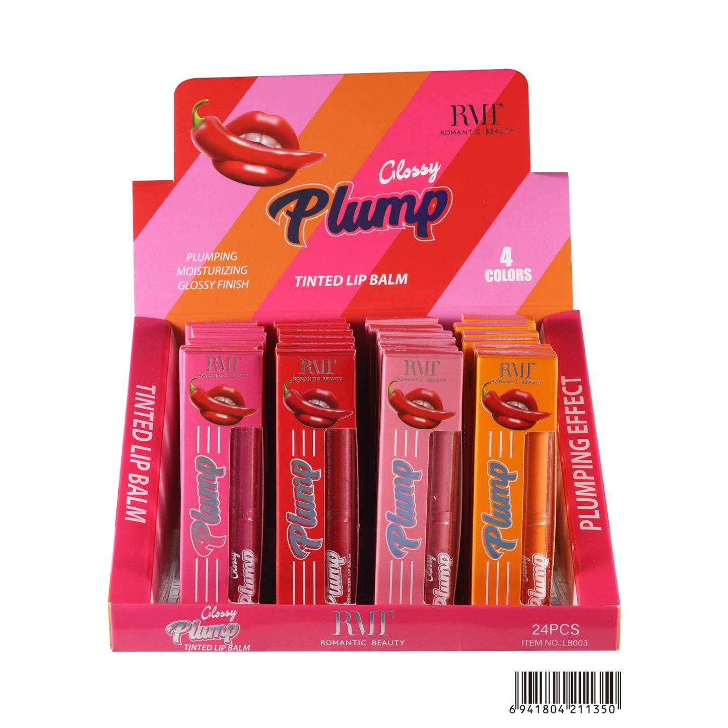 Romantic Beauty  Glossy Plump - Tinted Lip Balm / 24pcs Display