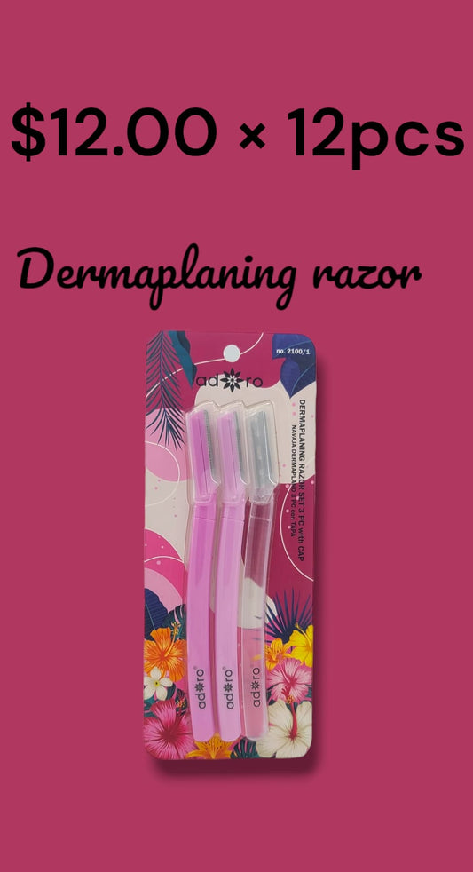 ADORO  Dermaplaning Razor Set 3pc with cap  12 set Box