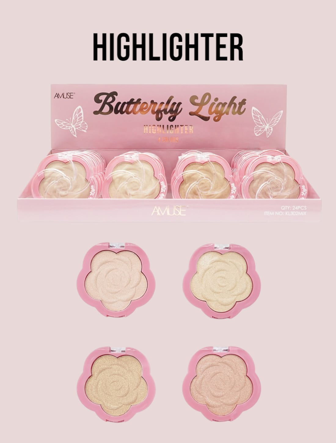 Amuse - Butterfly Light Highlighter 4 colors #KL302MIX / 24pcs Display