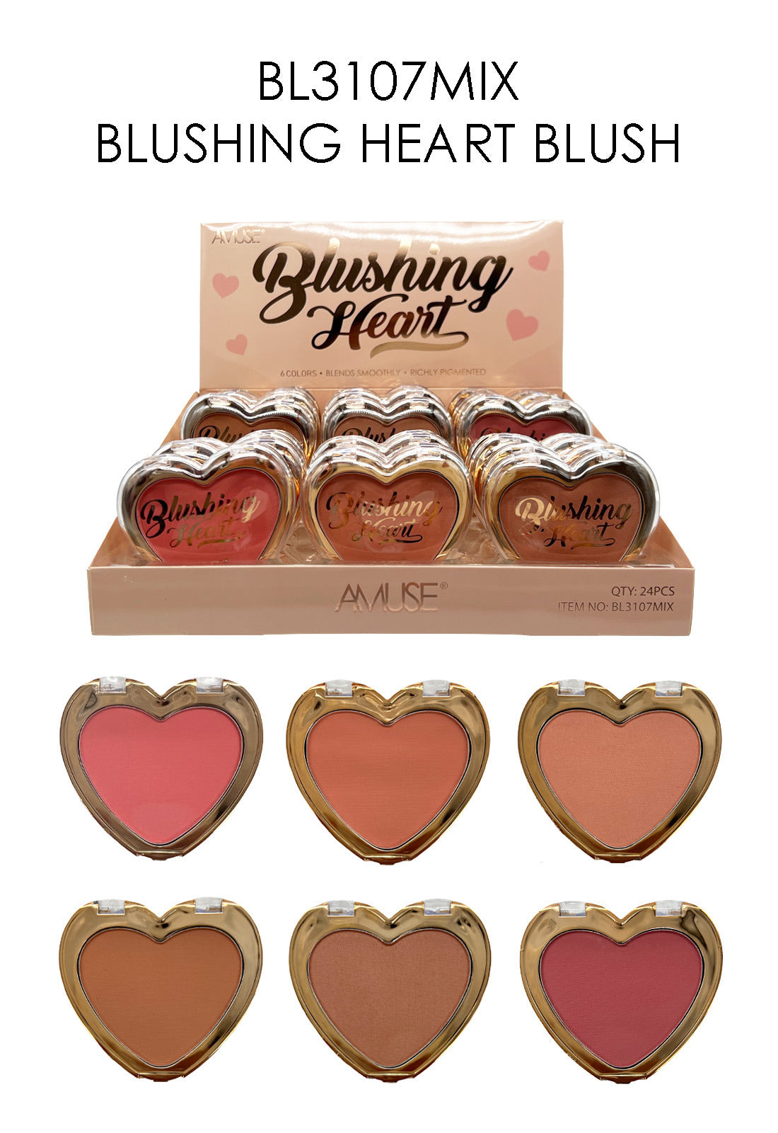 Amuse Blushing Heart #BL3107MIX - 24pcs Display