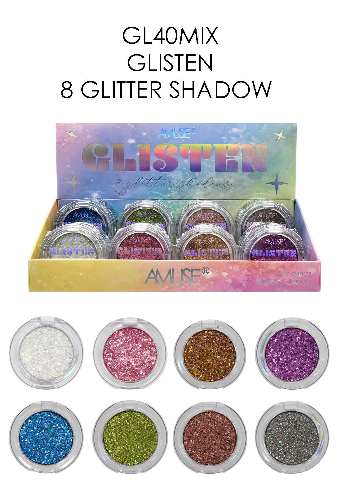 Amuse - Glister - 8 Glitter Colos / 24pcs Display