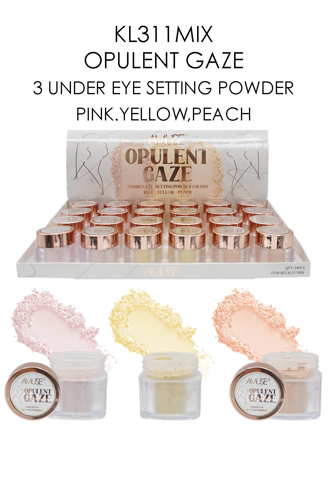 Amuse - Opulent Gaze - 3 Uder-Eye Setting powder  / 24pcs Display