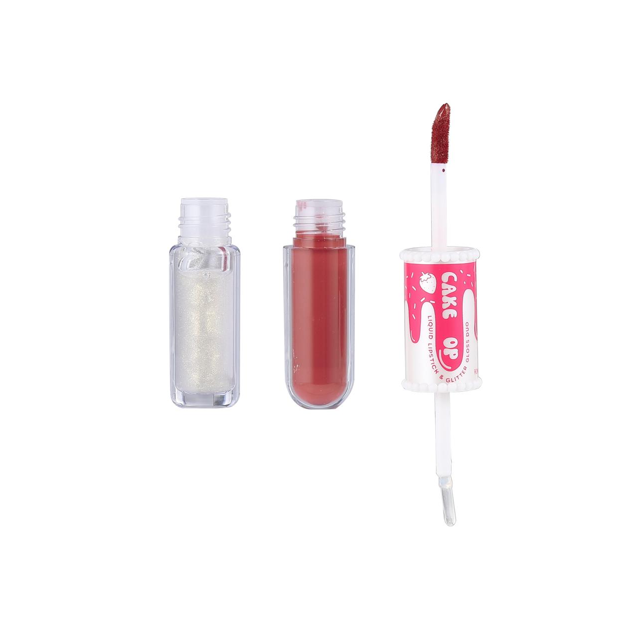 ROMANTIC BEAUTY  Cake Pop Matte Liquid Lipstick  & Glitter Gloss Topper Duo #LG-8455 | 24pcs Display