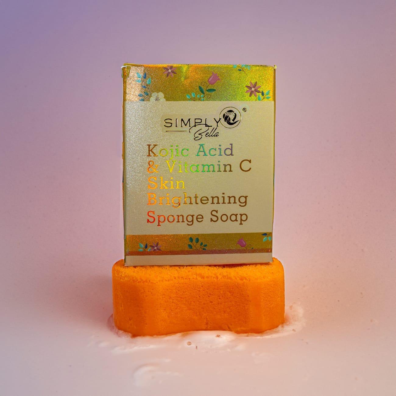 SIMPLY BELLA Sponge Soap | Kojic Acid & Vitamin C | 12pcs Display