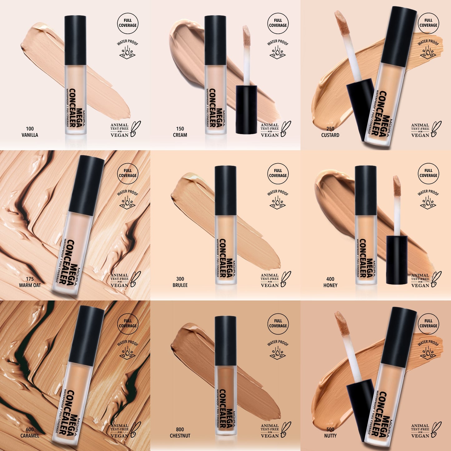 MOIRA Mega Waterproof Concealer #MWCSET w/ Display 72pcs Dispay + Tester