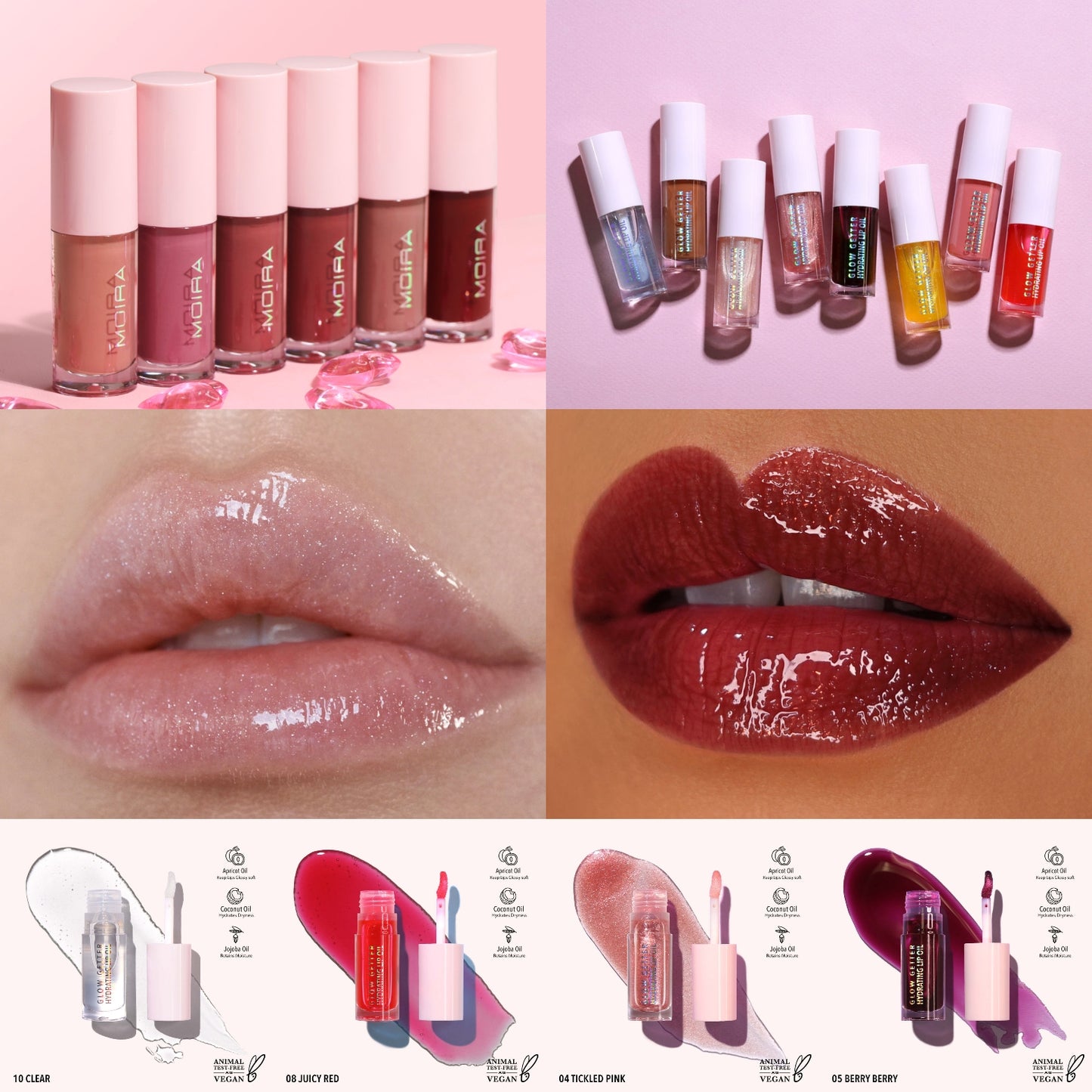 MOIRA Glow Getter Hydrating Lip Oil #GLOSET w/ Display 90pcs Display + Tester