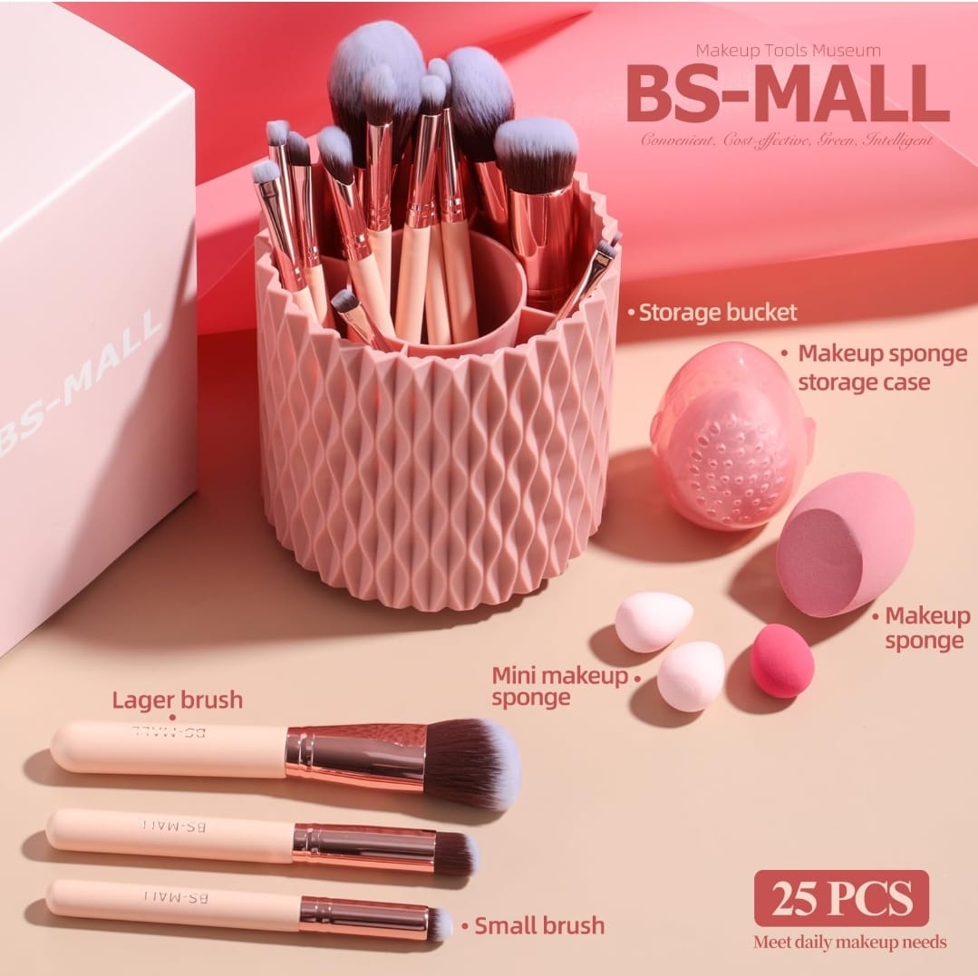 BS-MALL Makeup Brush Set with Holder + Blending Sponge