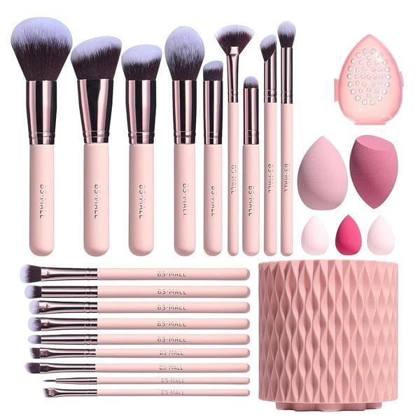 BS-MALL Makeup Brush Set with Holder + Blending Sponge