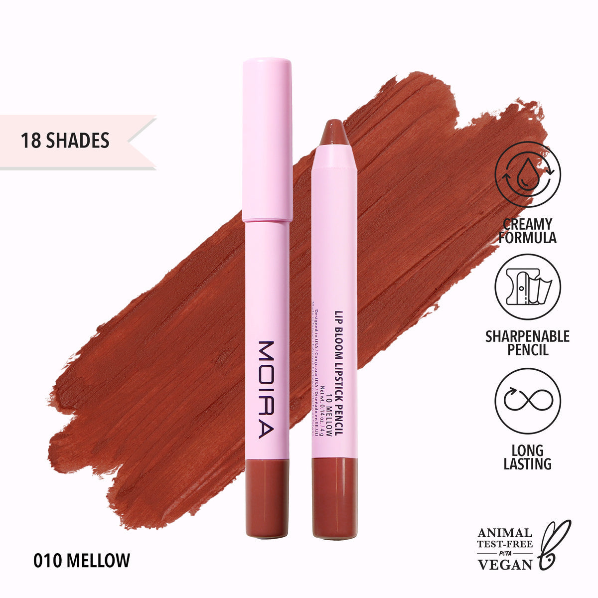 MOIRA - Lip Bloom Lipstick Pencil (010, Mellow) (LBM010)