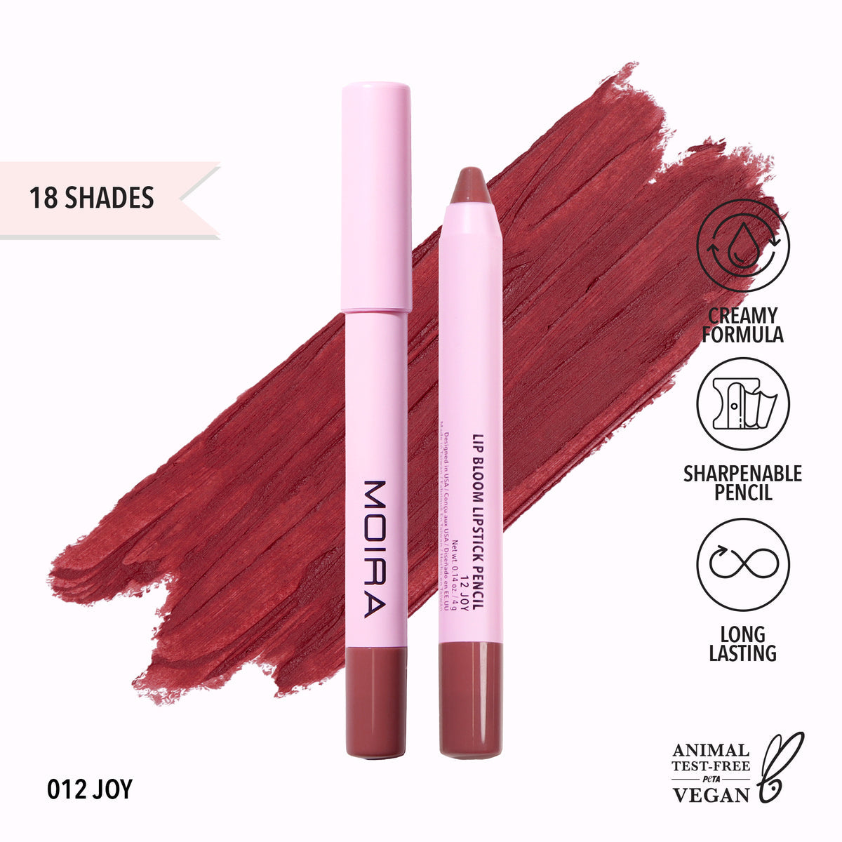 MOIRA - Lip Bloom Lipstick Pencil (012, Joy) (LBM012)