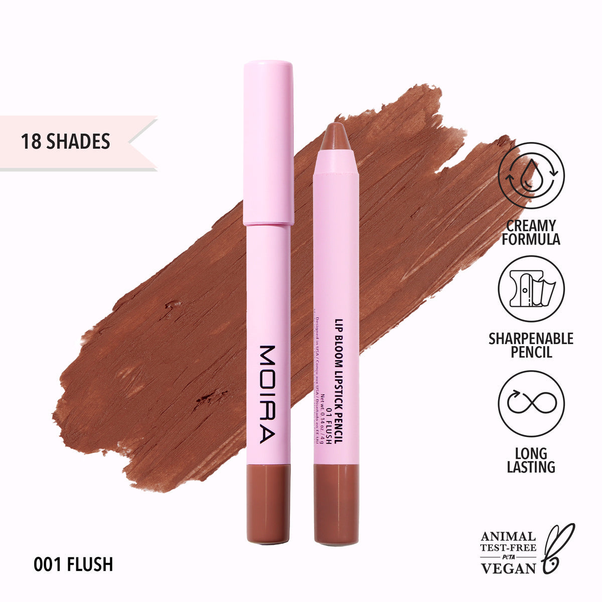 MOIRA - Lip Bloom Lipstick Pencil (001, Flush) (LBM001)