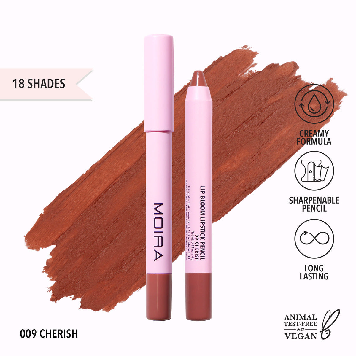 MOIRA - Lip Bloom Lipstick Pencil (009, Cherish) (LBM009)